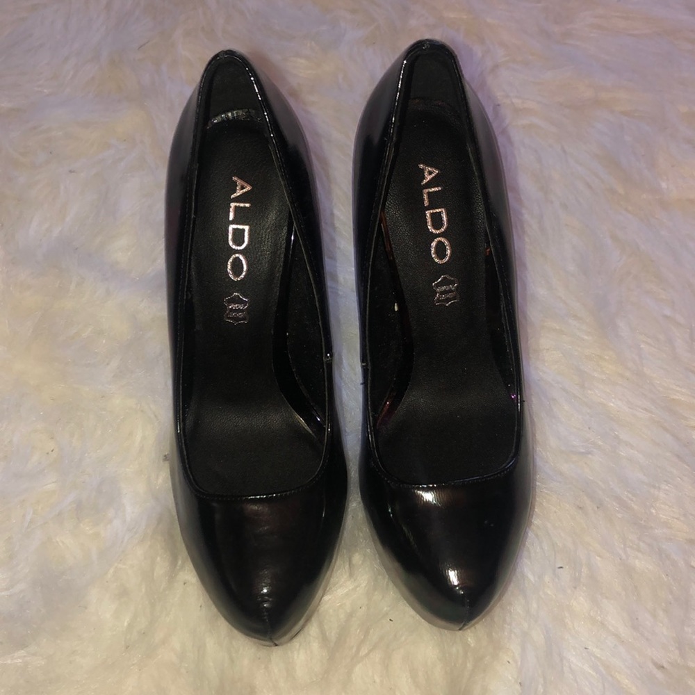 Aldo Black Oil Slick Iridescent Heels